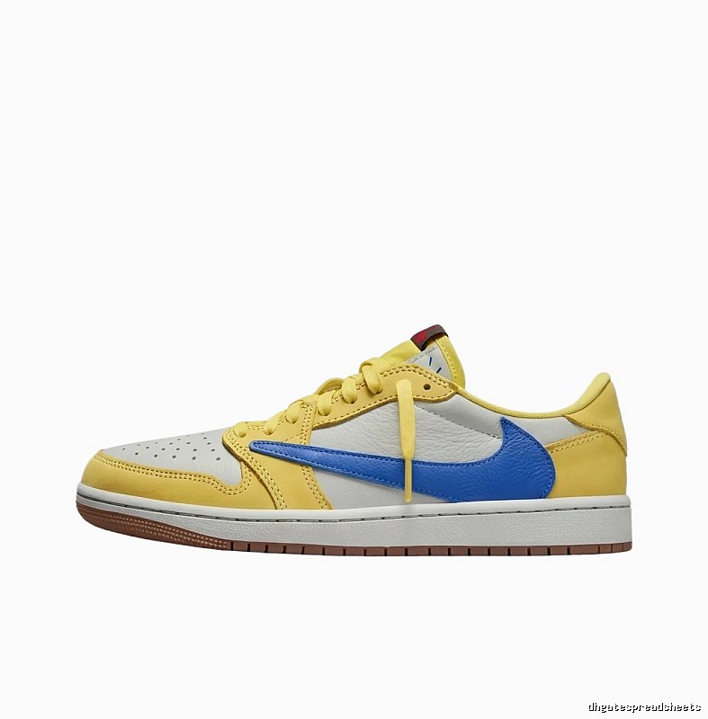 Jordan AJ1 Low-Top Yellow and Blue Sports Shoes