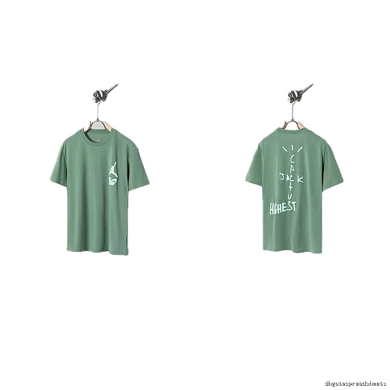 Jordan x Travis Scott Co-branded Street Style Pea Green T-Shirt