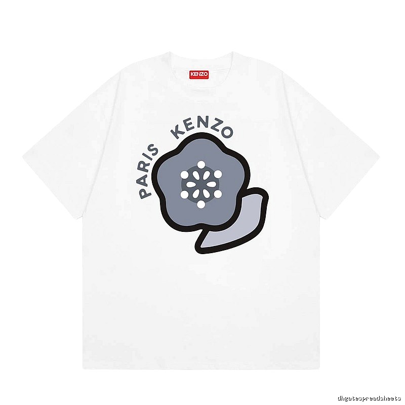 KENZO Begonia Print Casual Style White T-Shirt