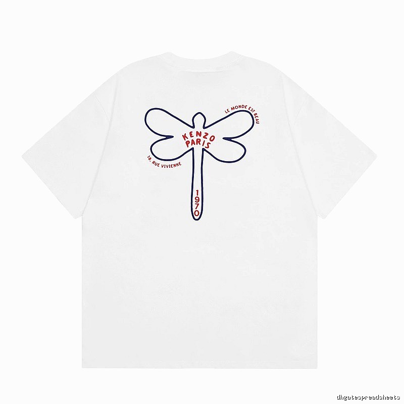 KENZO Dragonfly Print Casual White T-Shirt