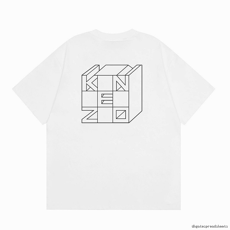 KENZO Geometric Lines Minimalist Style White T-shirt