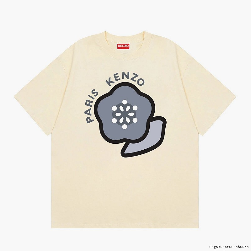 KENZO Paris Floral Print Casual Style Beige T-shirt