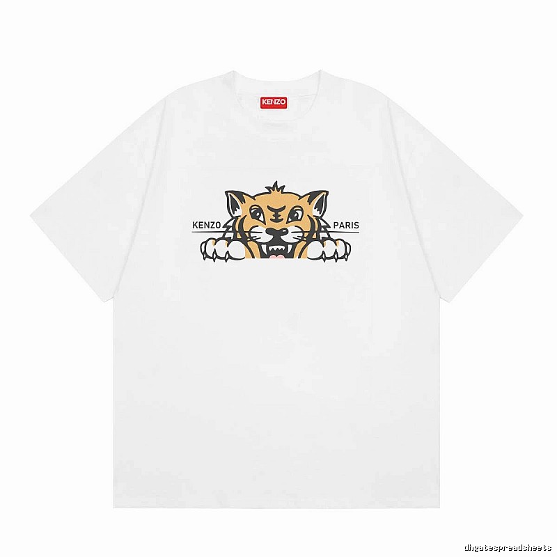 KENZO Tiger Head Series Casual Style White T-Shirt