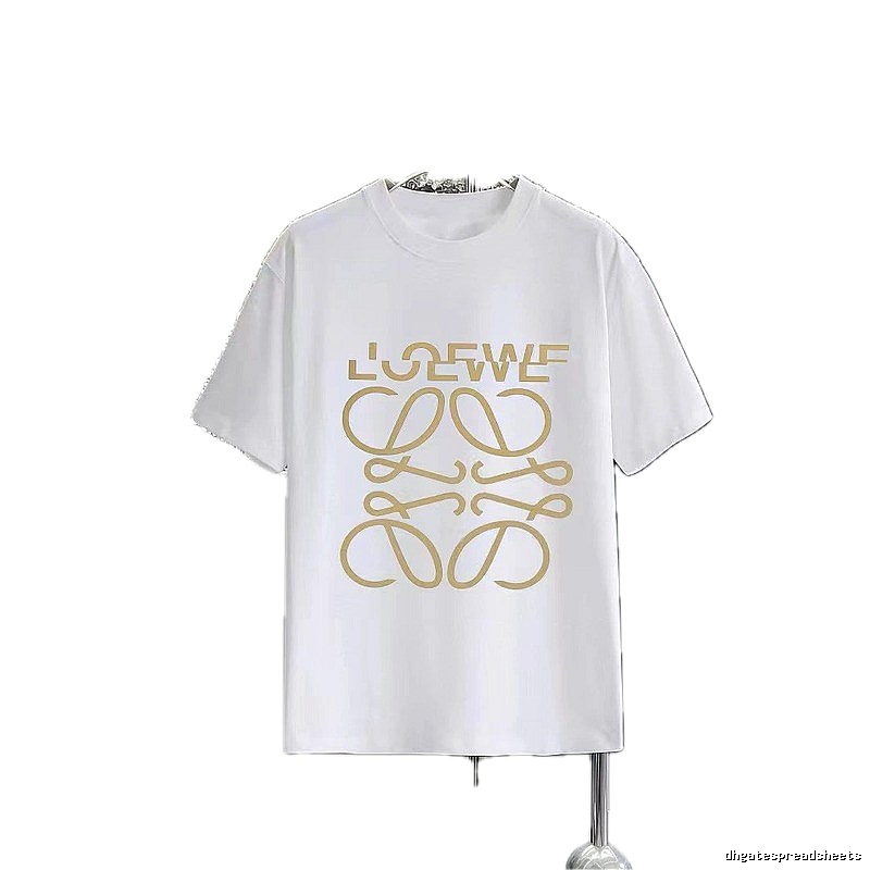 LOEWE Gold Hot-stamped Logo Light Luxury Style White T-Shirt