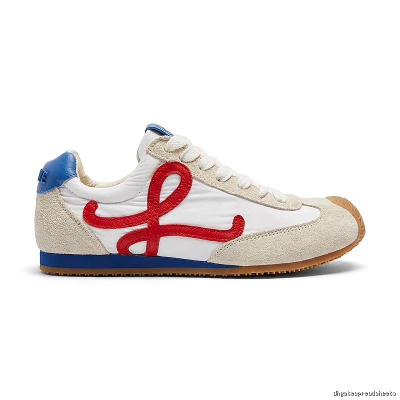 LOEWE retro-style white, red and blue sneakers