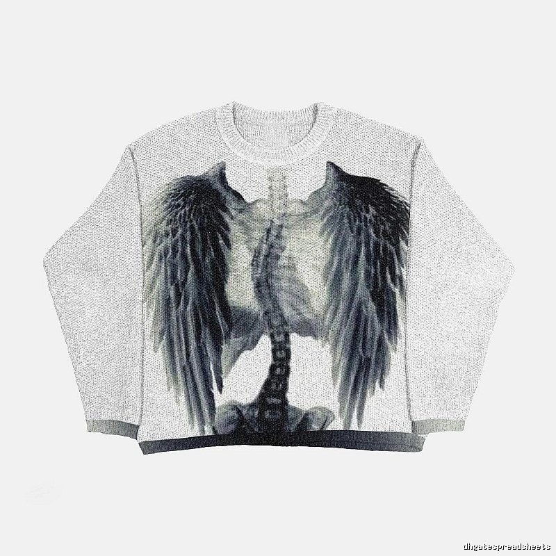 Logo Detail Anime graphic sweater Black Knit Top with Functional Detail