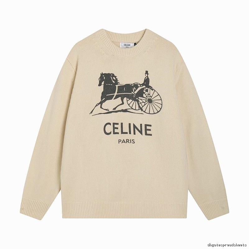 Logo Knit Sweater for School Runs in CELINE Style