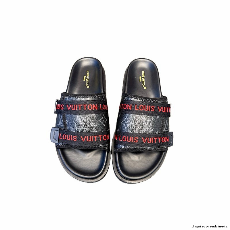 Louis Vuitton Classic Monogram Trendy Black Slide Sandals