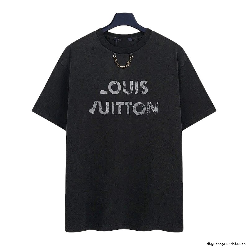 Louis Vuitton Distressed Print Cool Trendy Black T-Shirt