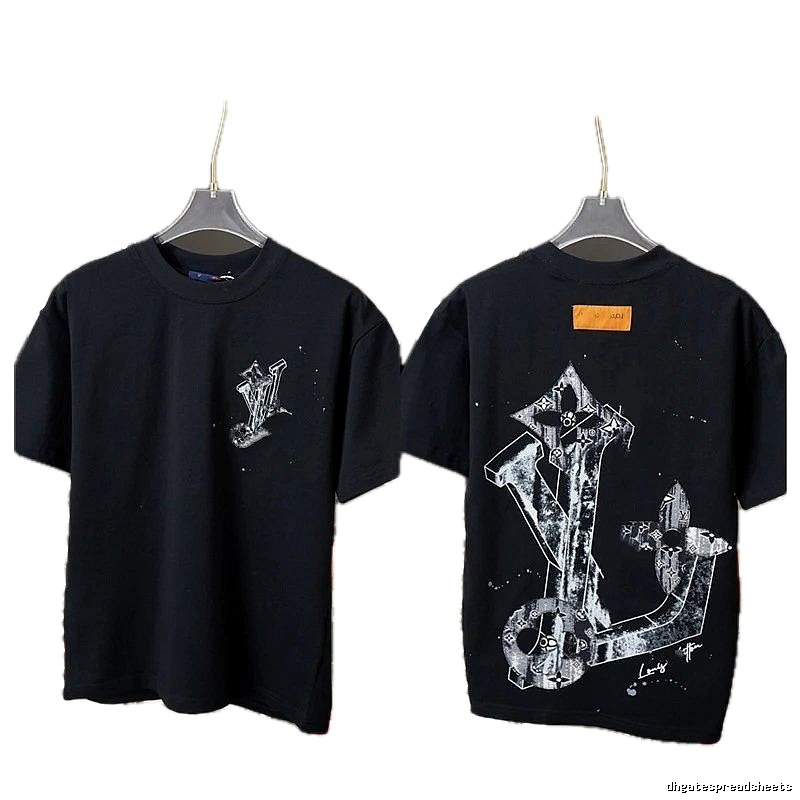 Louis Vuitton Graffiti Trendy Cool Style Black Short-sleeve T-shirt