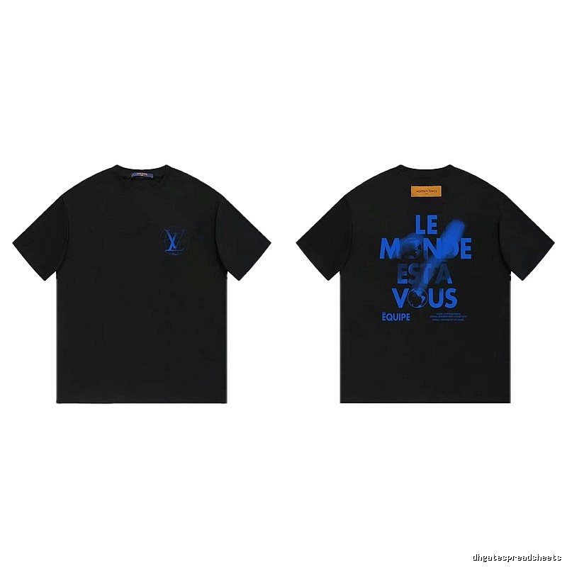Louis Vuitton Letter Print Trendy Black Short-sleeve T-shirt