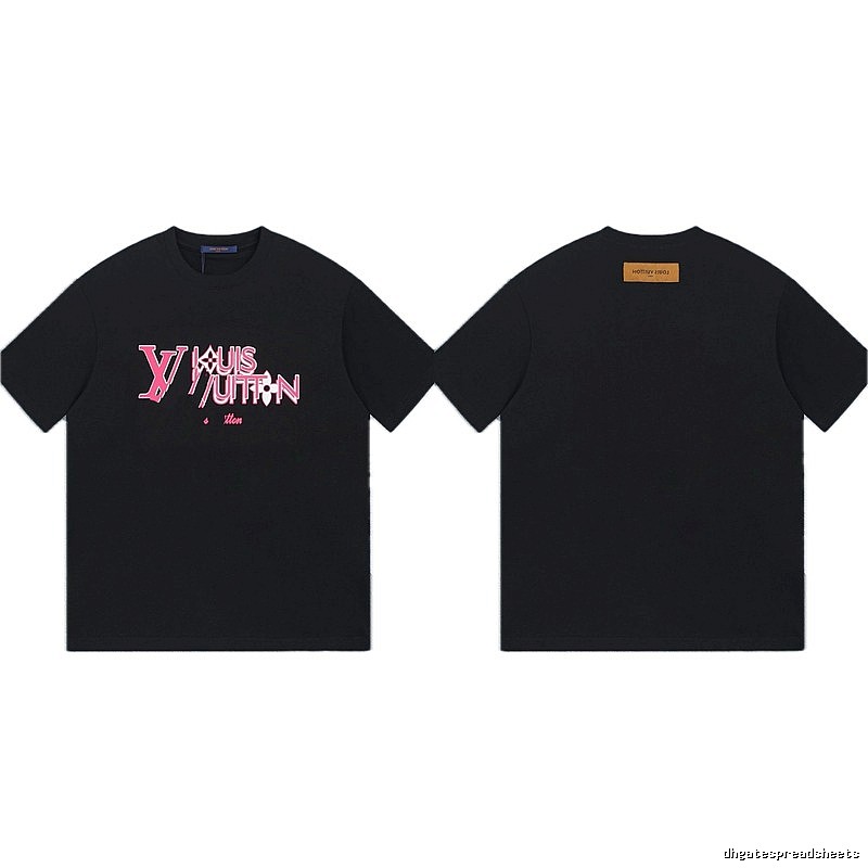 Louis Vuitton Letter Print Trendy Style Black T-shirt