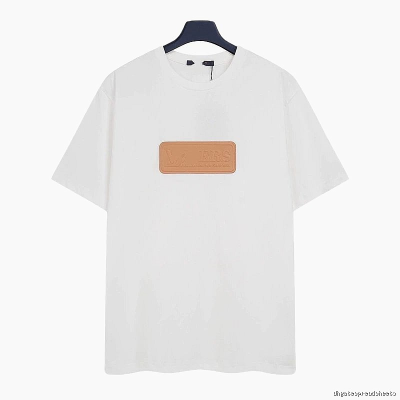Louis Vuitton Minimalist Style White T-Shirt with Leather Tag