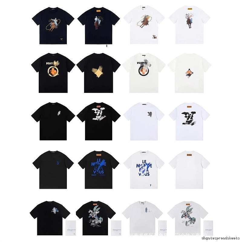 Louis Vuitton Streetwear Printed Black and White Short-sleeve T-shirt