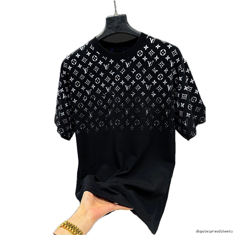 Louis Vuitton Trendy All-over Monogram Print Black T-Shirt