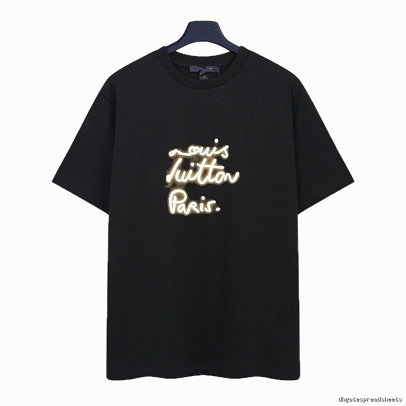 Louis Vuitton Trendy Handwritten Print Black T-Shirt