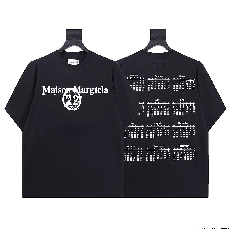Maison Margiela Calendar Print Trendy Cool Black T-Shirt