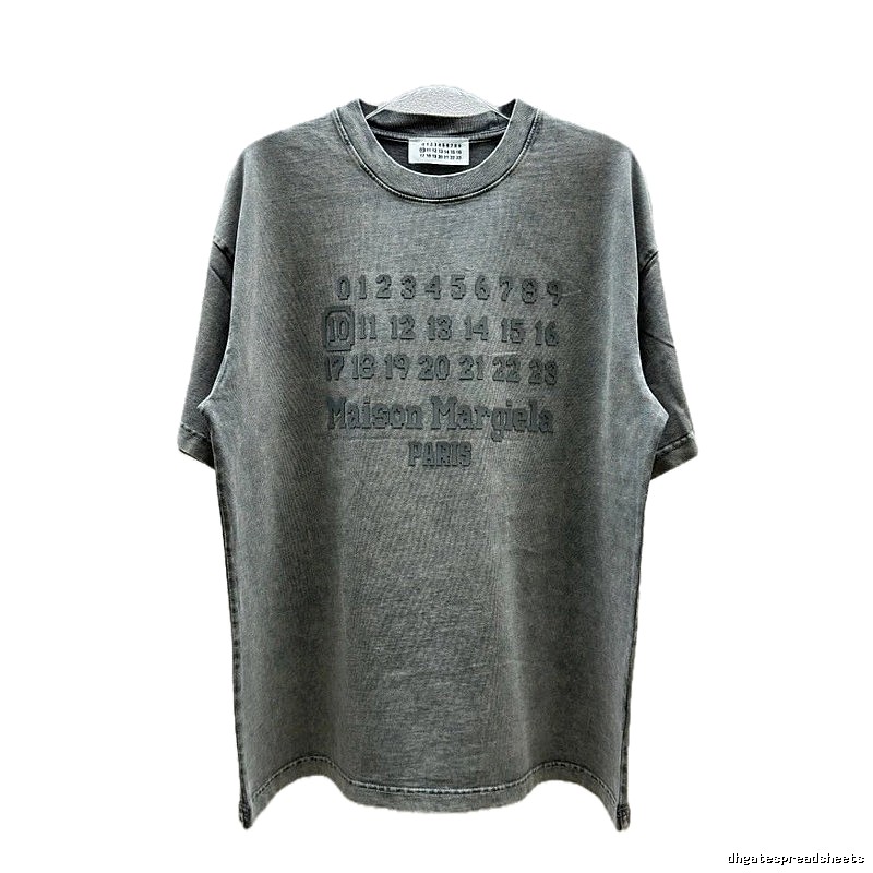 Maison Margiela Numbers Collection Vintage Washed Grey Short Sleeve T-Shirt