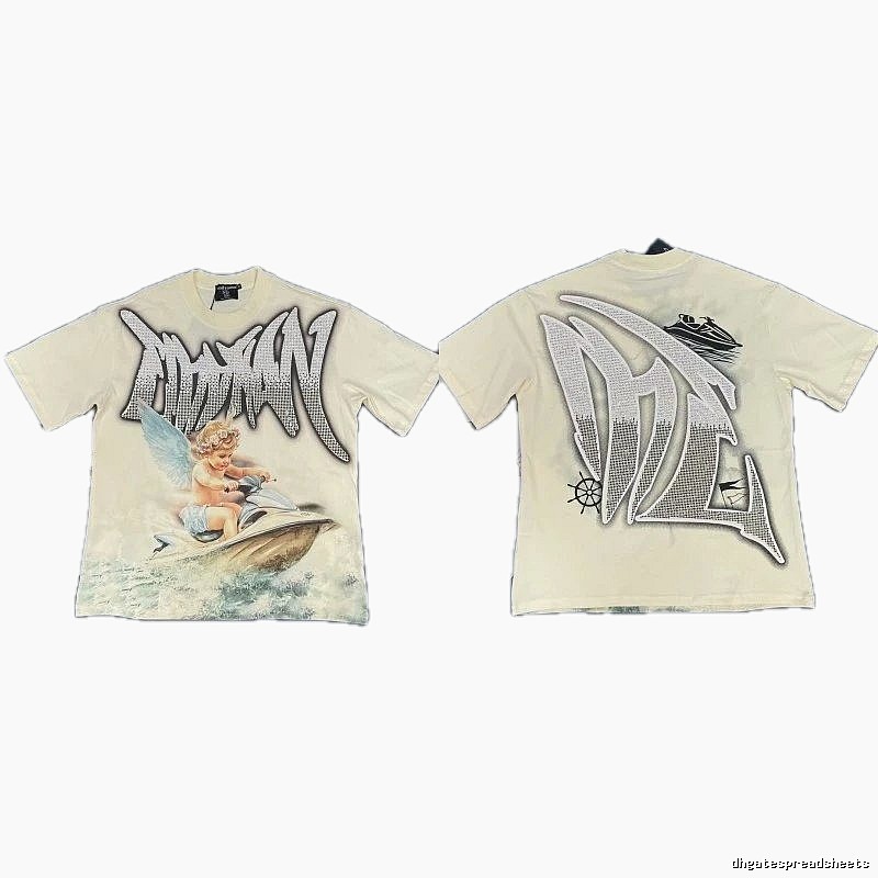 Mixed Emotion Off-white Street-style Angel Print T-shirt