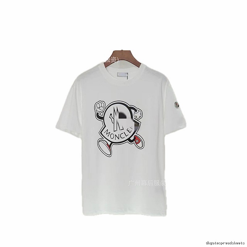 Moncler Cartoon Print Casual Style White T-Shirt