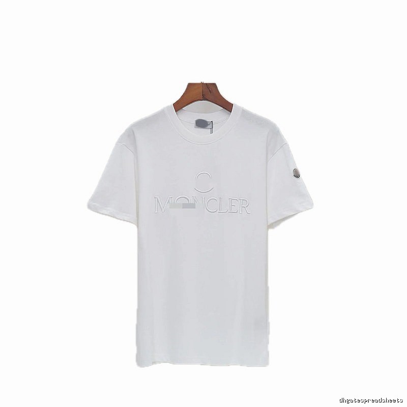 Moncler Embossed Casual Style White Short-sleeve T-shirt