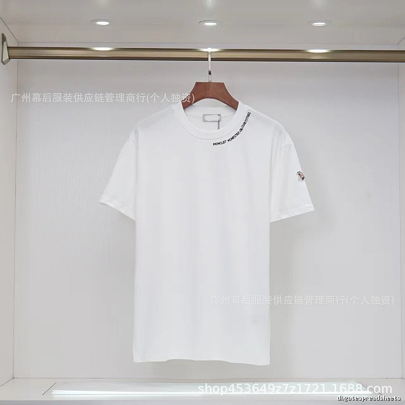Moncler Embroidered Casual Style White Short-sleeve T-shirt