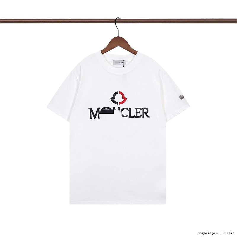Moncler Embroidered Casual Style White T-Shirt