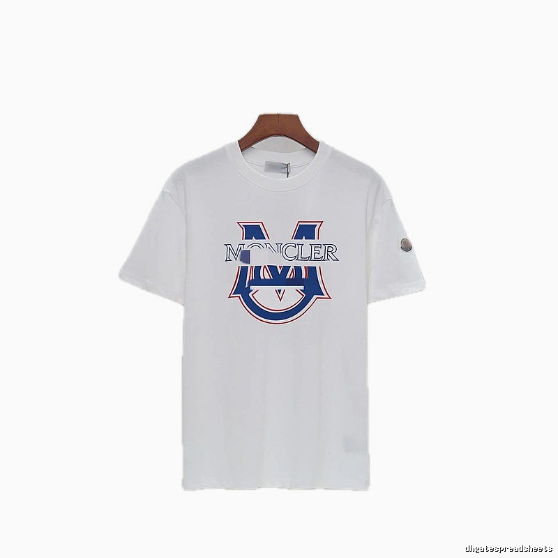 Moncler Large M Printed Casual Style White T-Shirt