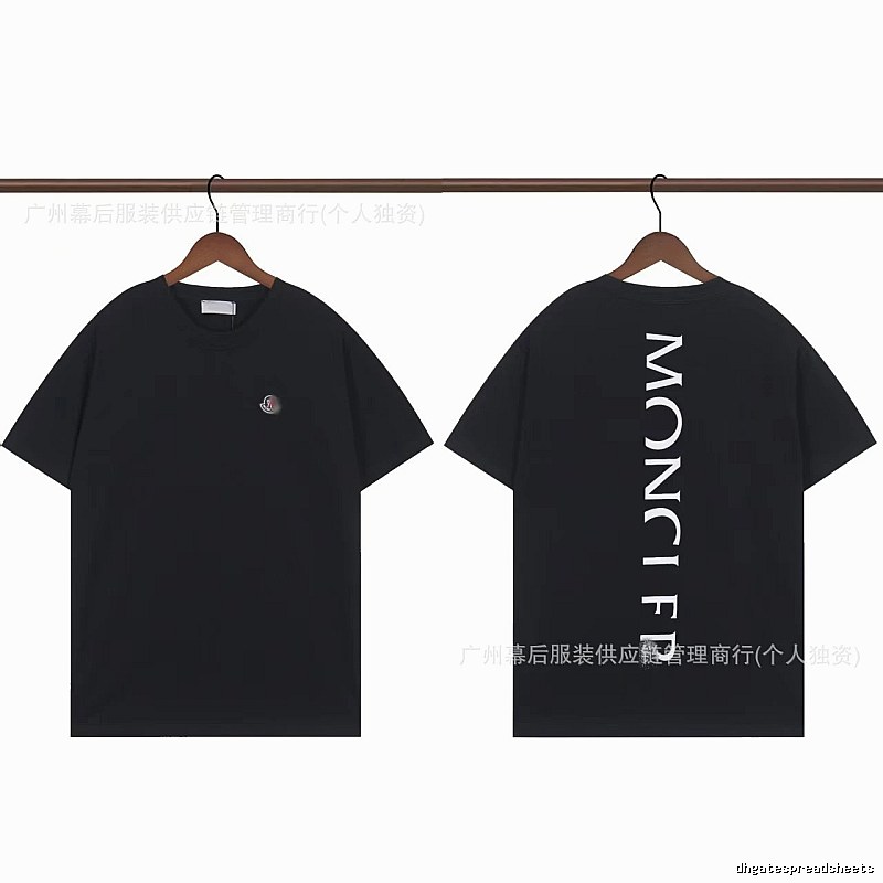 Moncler Letter Print Casual Style Black T-Shirt