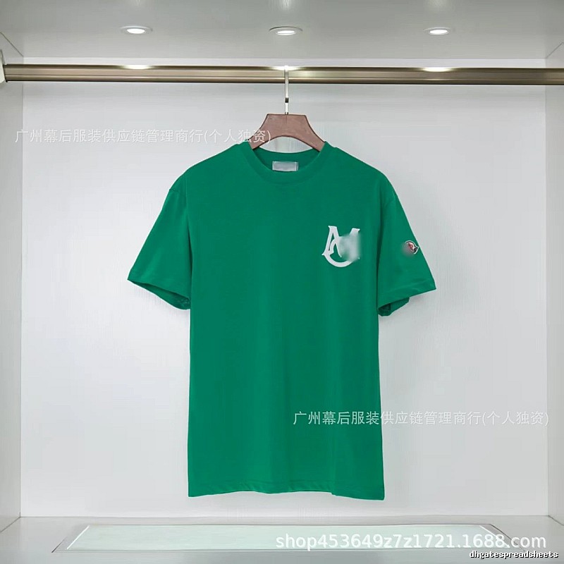 Moncler Letter Print Casual Style Green Short-sleeve T-shirt