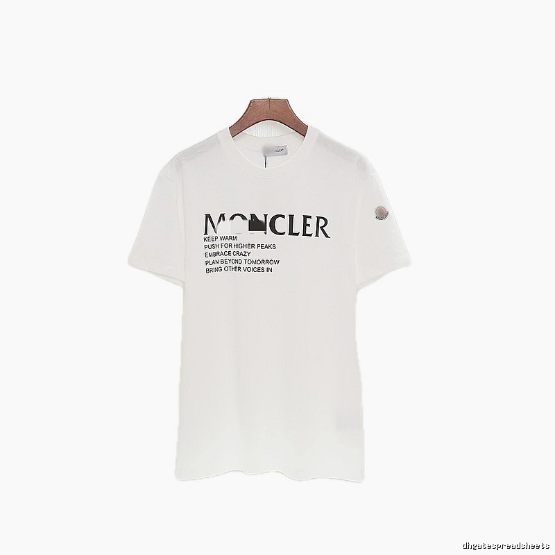 Moncler Letter Print Casual Style White T-Shirt