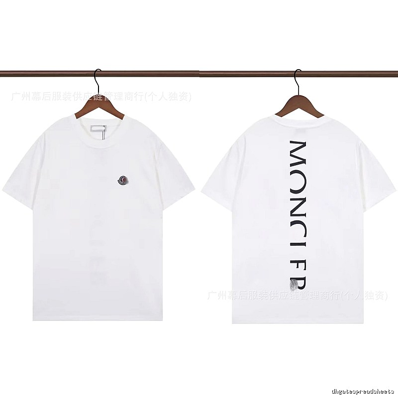 Moncler Letter Print Trendy Style White T-Shirt