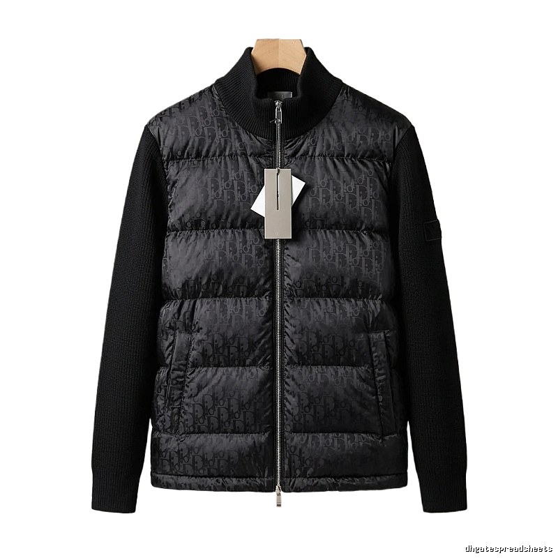 Moncler letter - printed black down jacket