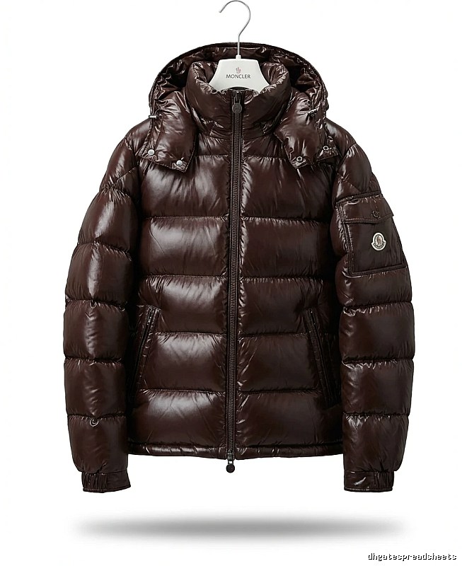 Moncler shiny short brown down jacket