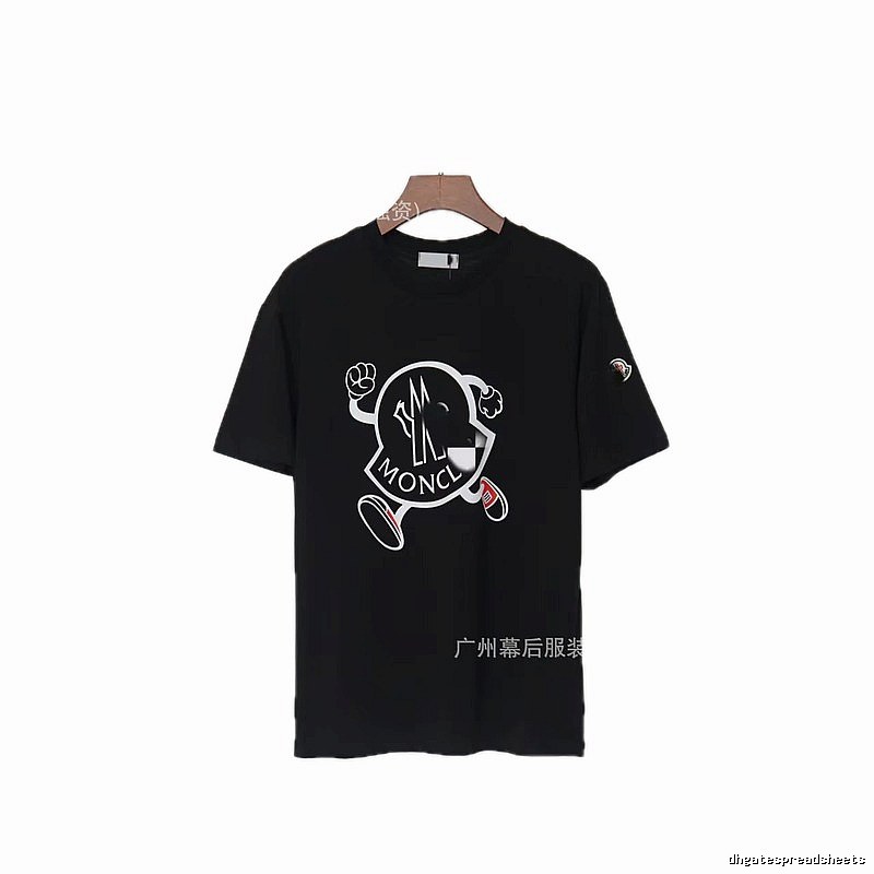 Moncler Trendy Black Cartoon Print Short-sleeved T-shirt
