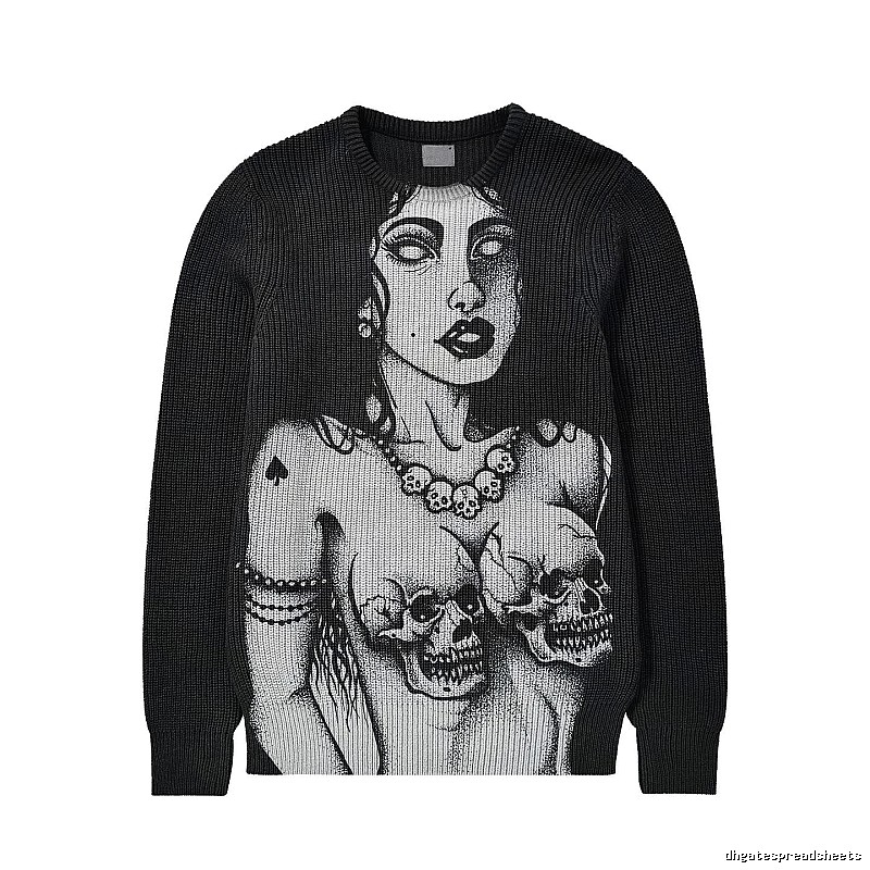 Monogram Anime graphic sweater Black Knit Top for Casual Outfits