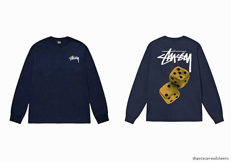 Navy long-sleeved shirt with Stussy dice print