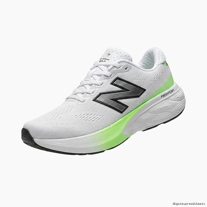 New Balance Fresh Foam Trendy White and Green Athletic Shoes