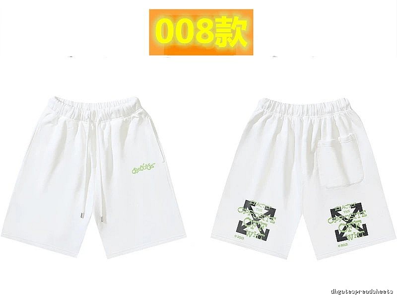 Off-White 008 style white trendy brand shorts