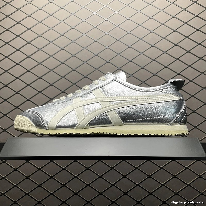 Onitsuka Tiger Low-Top Sneakers, Classic Lace-Up in Silver and Cream