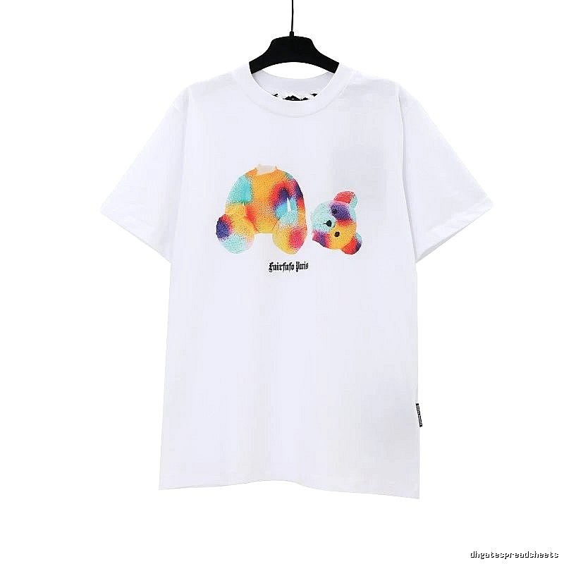 Palm Angels Classic Bear graphic T-shirt White Colorful Bear for Daily Styling
