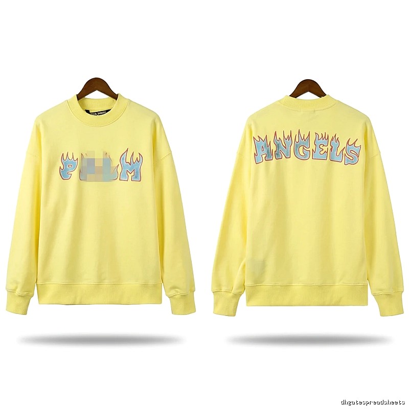 Palm Angels Flame Trendy Brand Yellow Sweatshirt