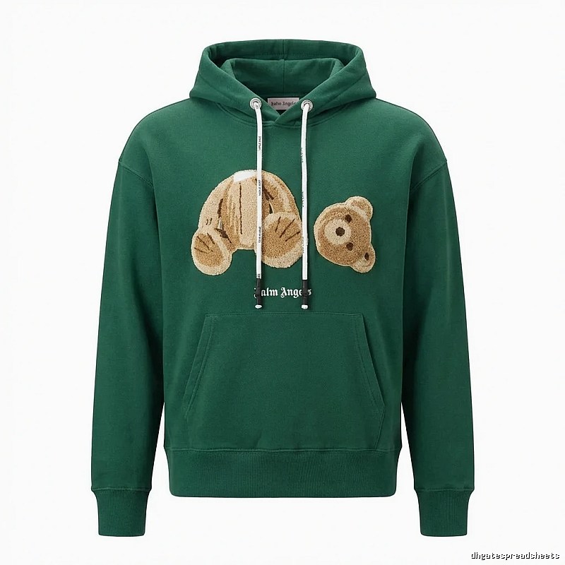 Palm Angels Green Sweatshirt with Bear Print