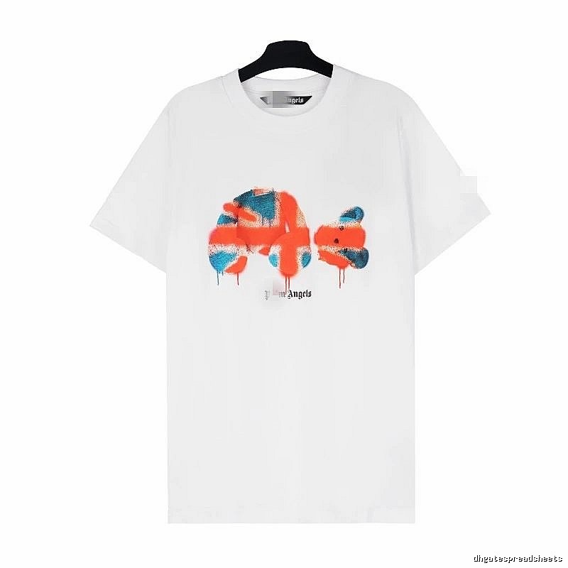 Palm Angels Travel Bear graphic T-shirt White Colorful Bear with Modern Look