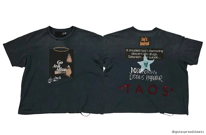 Paly Hollywood Distressed Dark Charcoal Gray Printed T-shirt