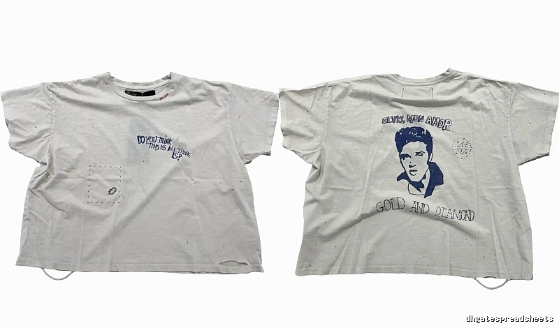 Paly Hollywood Elvis Vintage Distressed White T-Shirt