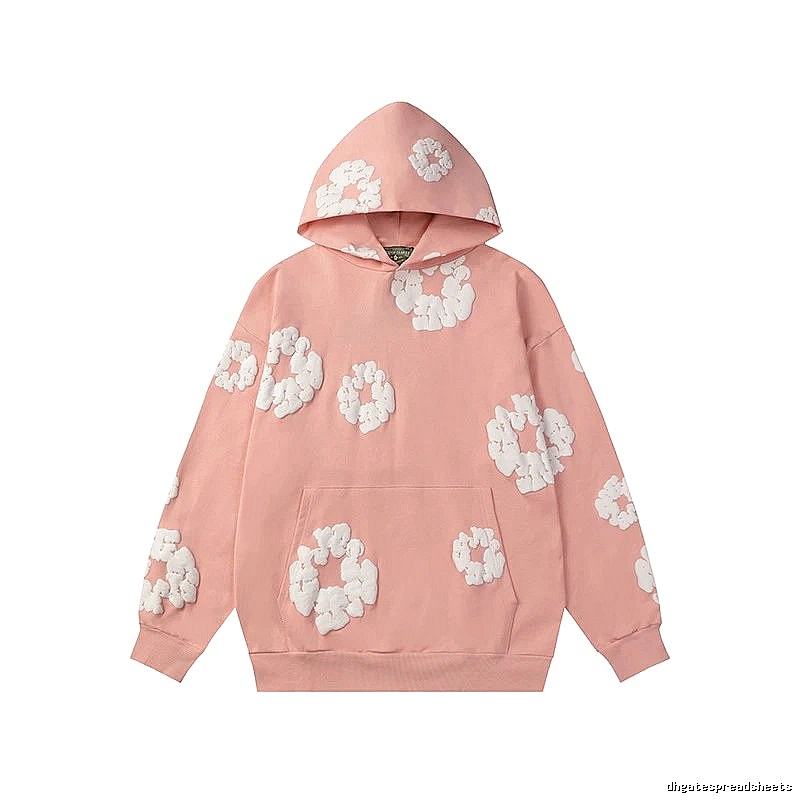 Peach Pink Floral Pullover Hoodie