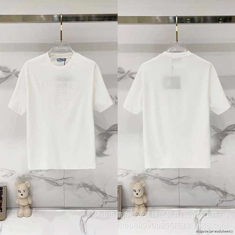 Prada Classic Collection Minimalist Style White Short-sleeved T-shirt