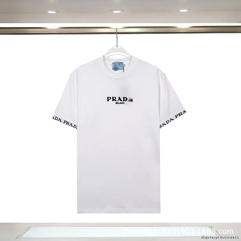 Prada Classic Webbing Minimalist Style White T-Shirt