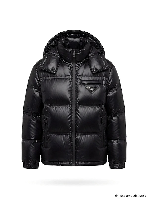 Prada triangle logo black down jacket